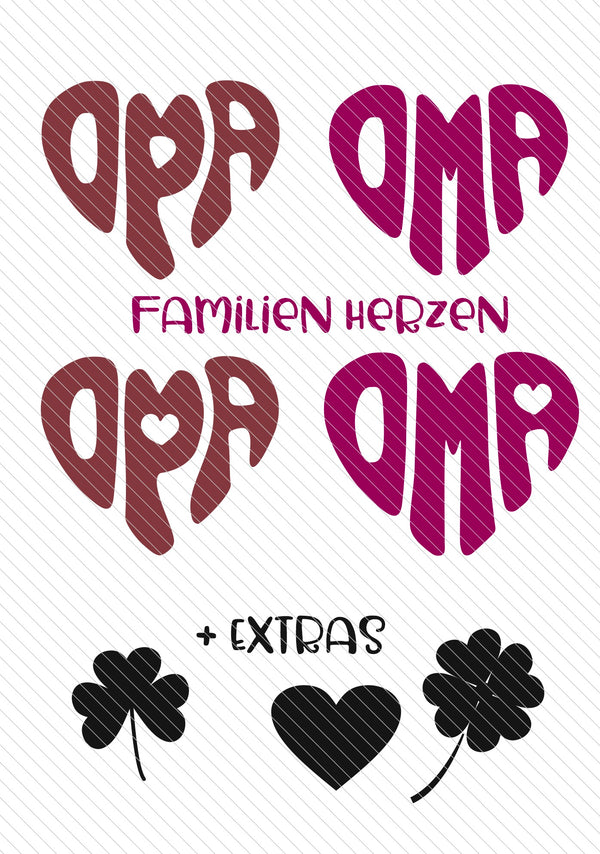 Plotterdatei - "Oma & Opa - Familien Herzen" - Daddy2Design - Glückpunkt.