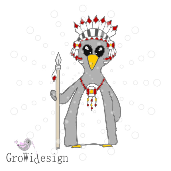Plotterdatei "Pinguinindianer" von GroWidesign. Plotterdatei inkl. Kurzanleitung, SVG, DXF und PNG Datei - Pinguin/Indianer - Kinder - Tiere - Plott - Plotten - Glückpunkt.