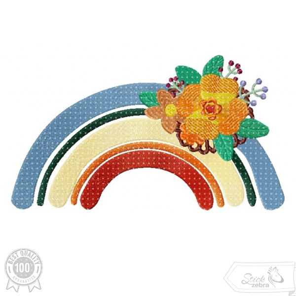 Stickdatei - "Regenbogen mit Blumen"- Stickzebra