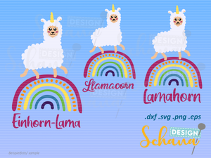 Plotterdatei - "Einhorn Lama mit Regenbogen" - Schana Design