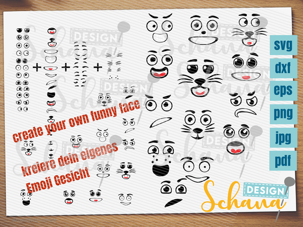 Plotterdatei - "Lustige Gesichter zusammen stellen" - Schana Design