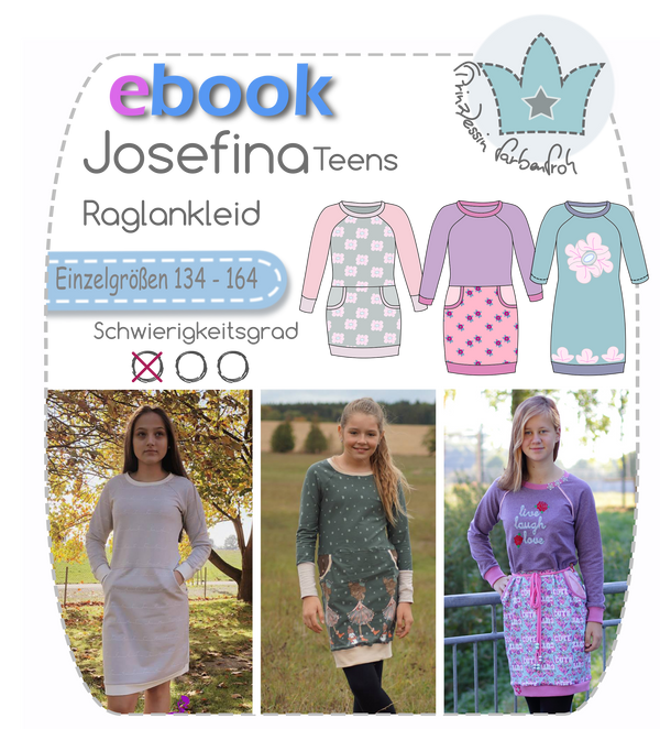 eBook - "Josefina Teens" - Kleid - Jerseykleid - Prinzessin Farbenfroh - Glückpunkt.