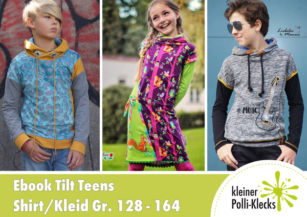 eBook - Shirt "Tilt" - Kinder - Nähen - unterteiltes Shirt - Resteverwertung - Teilung - Kleiner Polli-Klecks - Glückpunkt.
