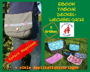 Diy Tasche Kitatasche Accessoires Lumali Schnittmuster Schnitt ebook Kindergartentasche Turnbeutel Wechsel-deckel for mami&me