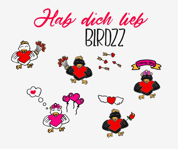 Plotterdatei - "Cool Birdzz - Hab dich lieb / Love Birdzz" - Daddy2Design - Glückpunkt.