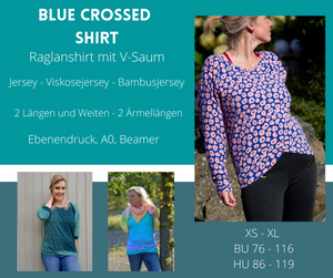 eBook - "Shirt BlueCrossed" - Raglanshirt - Fadenblau