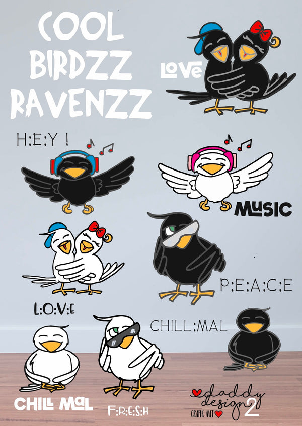 Kombi-Plotterdatei - "Cool Birdzz Ravenzz 2" - Daddy2Design - Glückpunkt.