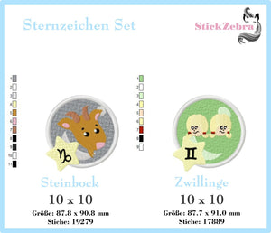 Stickdatei - "Sternzeichen Set" - Stickzebra