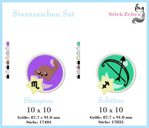 Stickdatei - "Sternzeichen Set" - Stickzebra