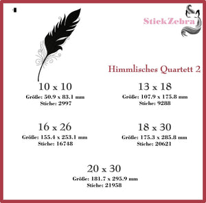 Stickdatei - "Feder Himmlisches Quartett" - Stickzebra