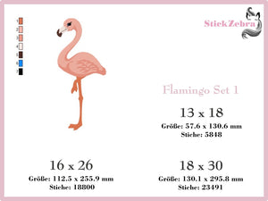 Stickdatei - "Flamingo Set" - Vollstick - Stickzebra