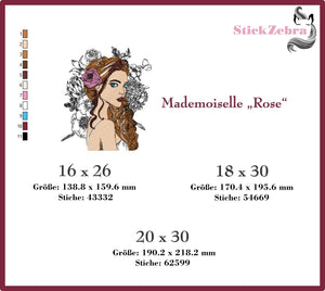 Stickdatei - "Mademoiselle Rose" - Stickzebra