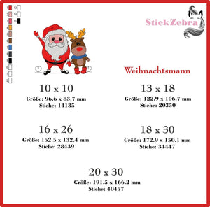 Stickdatei - "Weihnachtsmann" - Stickzebra