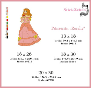 Stickdatei - "Prinzessin Rosalie" - Stickzebra