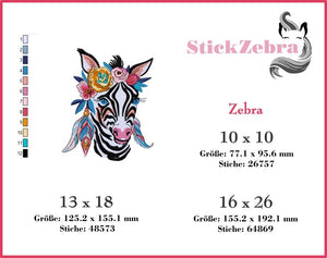 Stickdatei - "Zebra" - Stickzebra