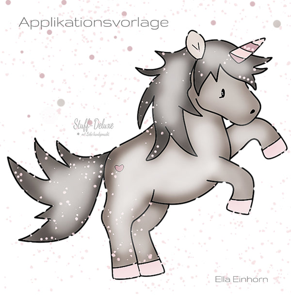 Applikationsvorlage - "Ella Einhorn" - Appli - Applikation für Mädchen - Pferde - Pferd - Stuff-Deluxe - Glückpunkt.