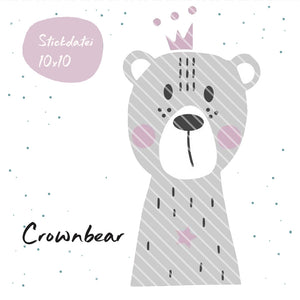Stickdatei - "Crownbear Bär mit Krone" - 10x10 - Stuff-Deluxe