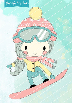 Nachdem Mimi nun schon den ersten Schnee begrüßt hat macht sie jetzt gemeinsam mit ihrem Freund Moritz die Pisten unsicher und düst auf ihrem Snowboard die steilsten Hänge hinunter. Das macht Spaß!