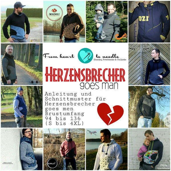 eBook - "Herzensbrecher goes men" - Hoodie/Longpulli - From Heart to Needle - Glückpunkt.