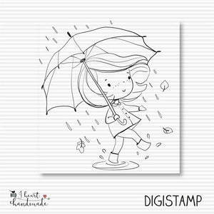 DigiStamp - "Regenschirmmädchen Ava" - I heart Handmade