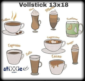 Stickdatei - "ITH Tassenlounge Kaffee und Solos 13×18" - 27-tlg. - Stixxie