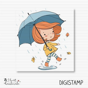 DigiStamp - "Regenschirmmädchen Ava" - I heart Handmade