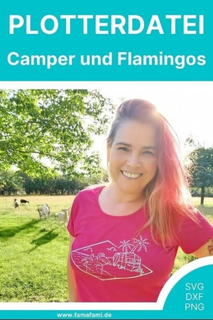 Plotterdatei - "Campen und Flamingos" - Famafami
