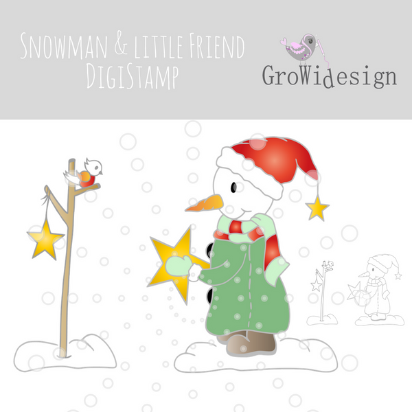 DigiStamp - "Snowman & little Friend" - GroWidesign - Glückpunkt.