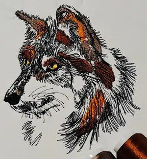 Stickdatei - "Wolf im Doodle Stil"- Stickzebra