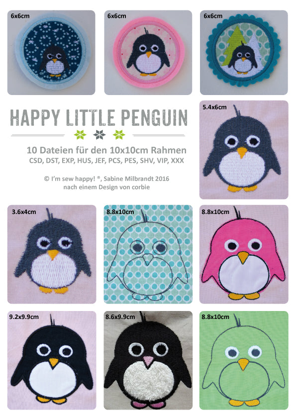 Stickdatei - "Happy little Penguin - gewerbliche Nutzung" - I'm sew happy
