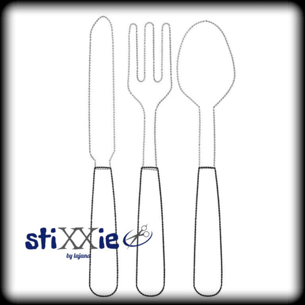 Stickdatei - "Doodleapplikation Besteck 13×18" - Stixxie