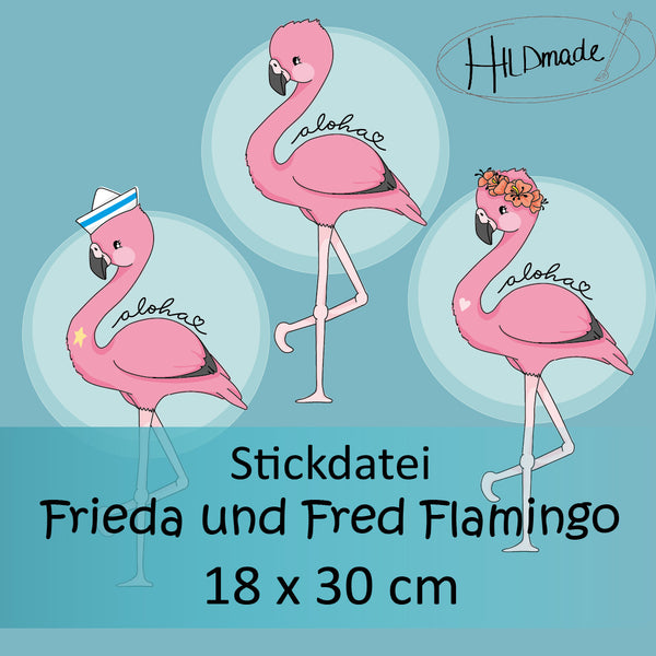 Stickdatei - "Frieda und Fred Flamingo 18x30" - HILDmade