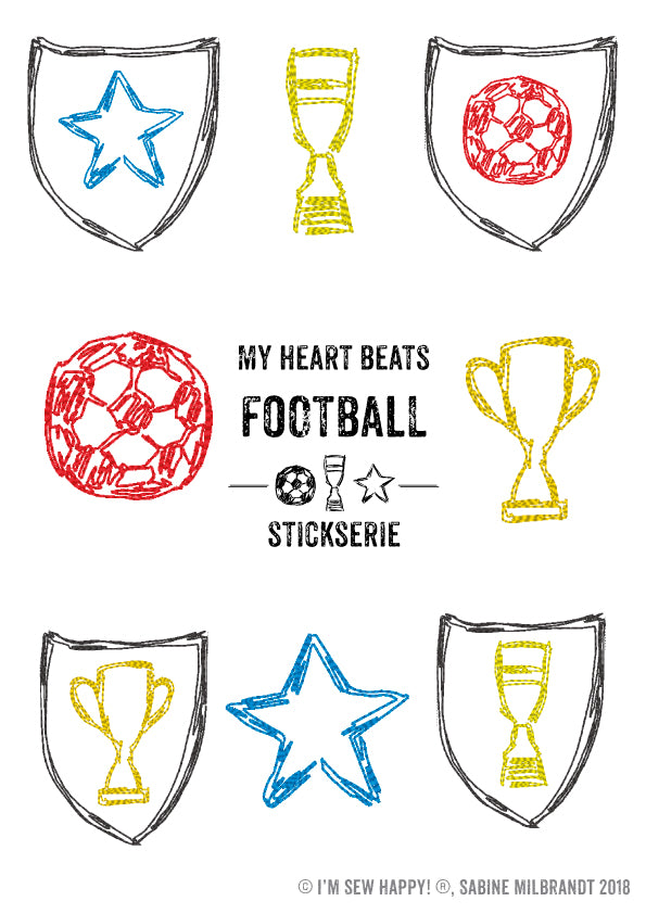 Stickdatei - "My heart beats football - gewerbliche Nutzung" - I'm sew happy