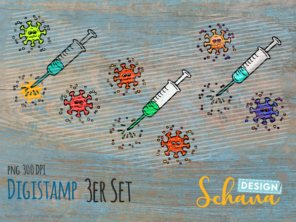 DigiStamp - "Impfen Medizin" - 3er Set - Schana Design