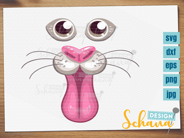 Plotterdatei - "Freche Katze mit Zunge" - Schana Design