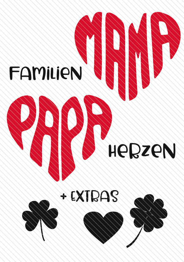 Plotterdatei - "Mama & Papa - Familien Herzen" - Daddy2Design - Glückpunkt.