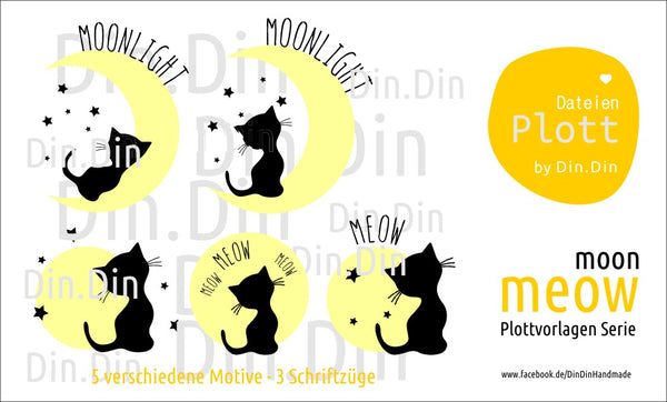 Plotterdatei - "Meow - Moon" - Din Din Handmade