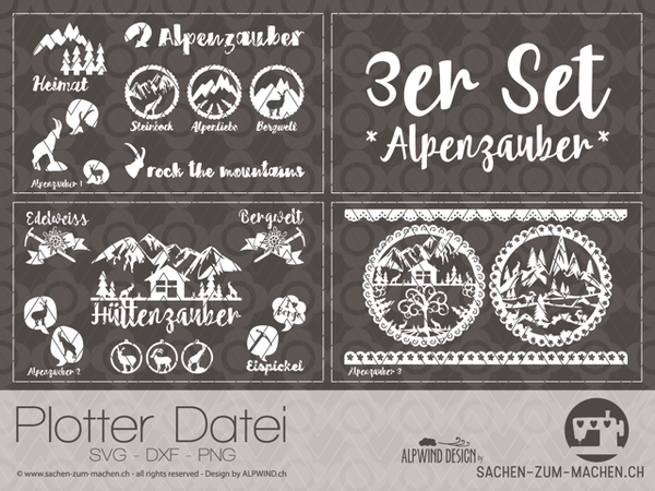 Plotterdatei - "Alpenzauber 3er Set" - Alpwind