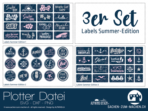 Plotterdatei - "Labels Summer Edition 1-3" - 3er-Set - Alpwind