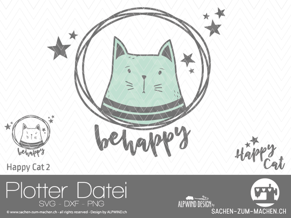 Plotterdatei - "Happy Cat 2" - Alpwind