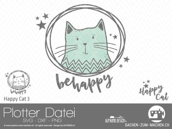 Plotterdatei - "Happy Cat 3" - Alpwind