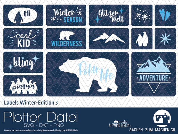 Plotterdatei - "Labels Winter-Edition #3" - Alpwind