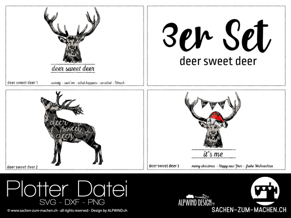 Plotterdatei - "deer sweet deer #1-3" - 3er-Set - Alpwind
