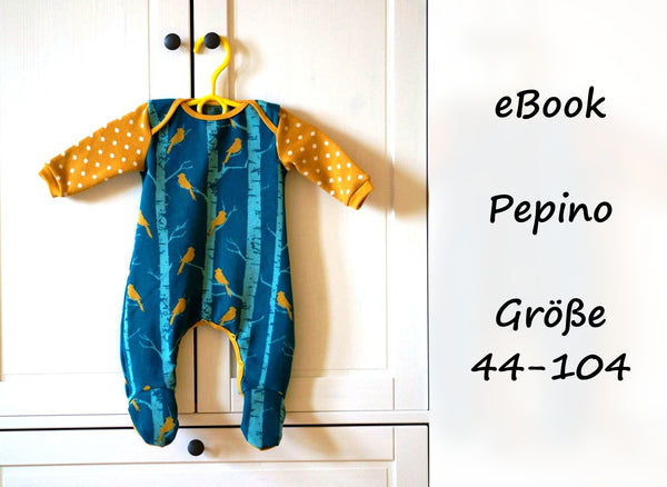 eBook "Pepino" - Strampler - Bunte Nähigkeiten ist ein Schlaf-Einteiler mit Knopfleiste - leichtes Windelwechseln. Ohne Zwickel nähfreundlich - optional mit Fuß - mit oder ohne Wickelöffnung - normale/faule Bündchen - auch für Puppen - Nähen für Babys/Kinder - Mädchen/Jungen Schnitt & Schnittmuster - Glückpunkt.