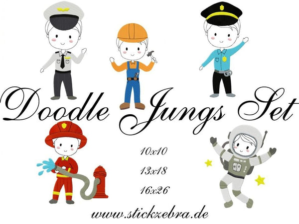 Stickdatei - "Doodle Jungs Set" - Stickzebra