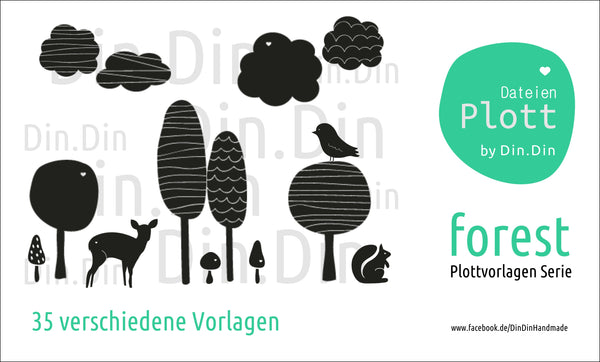 Plotterdatei - "Forest Wald Komplettserie" - Din Din Handmade