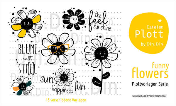 Plotterdatei - "Funny Flowers" - Din Din Handmade