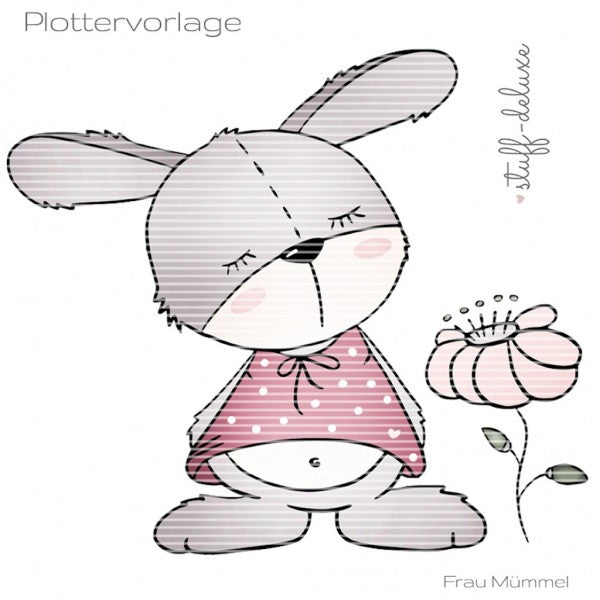 Plotterdatei "Frau Mümmel mit Blume" von Stuff-Deluxe - Dateiformat: SVG, DXF und PNG - süße Plottervorlage Häschen/Hase - Motiv outlines & Motiv bunt Plotten für Kinder- Mädchen Bunny - Blume - Plottdatei - Plotterei - Plotter - Plottmotiv - Stuffdeluxe - Plott Plottervorlage - Frühling/Sommer - Glückpunkt.