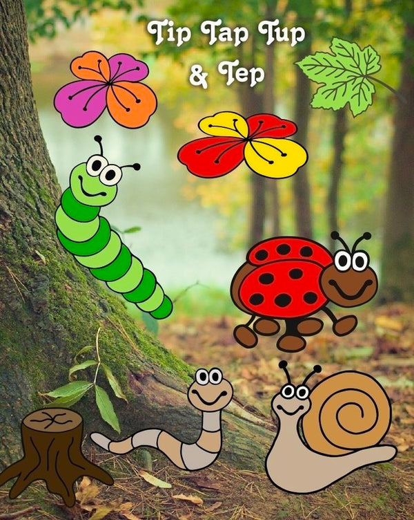 Plotterdatei "Tip Tap Tup & Tep Ashias Marienkäfer Schnecke Raupe Wurm" von Daddy2Design.  - Plott - Plotten - Kinder - Kindergarten - Mädchen - Junge - Cartoon - Zeichentrick - Comic - Garten - Sommer - Tiere - Ashia -  Glückpunkt.