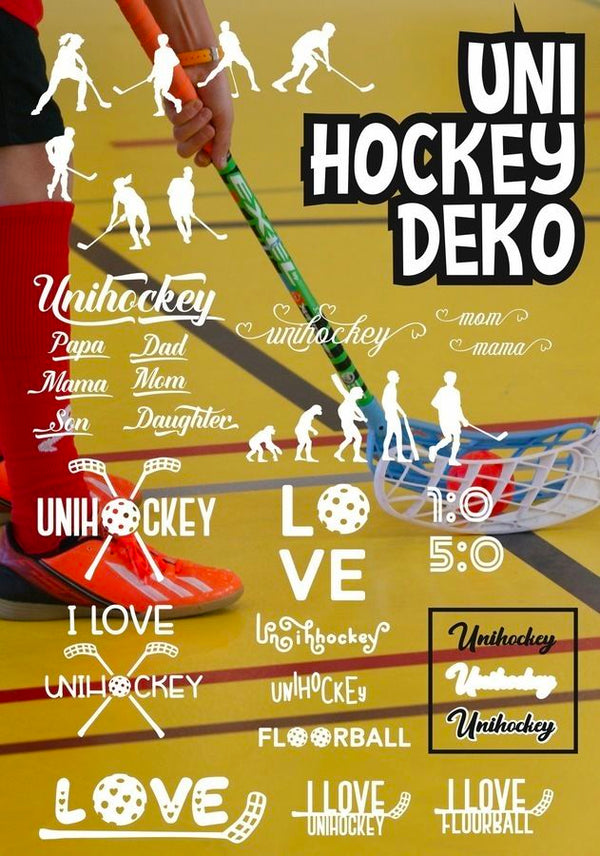 Plotterdatei "Shadow Sport - Unihockey Mega Deko" von Daddy2Design - Ballspiel - Ball - spielen - Feldhockey - Halle - Mannschaft - Team - Olympiade - Torwart - gewinnen - Pokal - bunt - beschriften -  Schriftzug - Schrift - Plott - Plotten -  T-Shirt - Drucken - Glückpunkt.